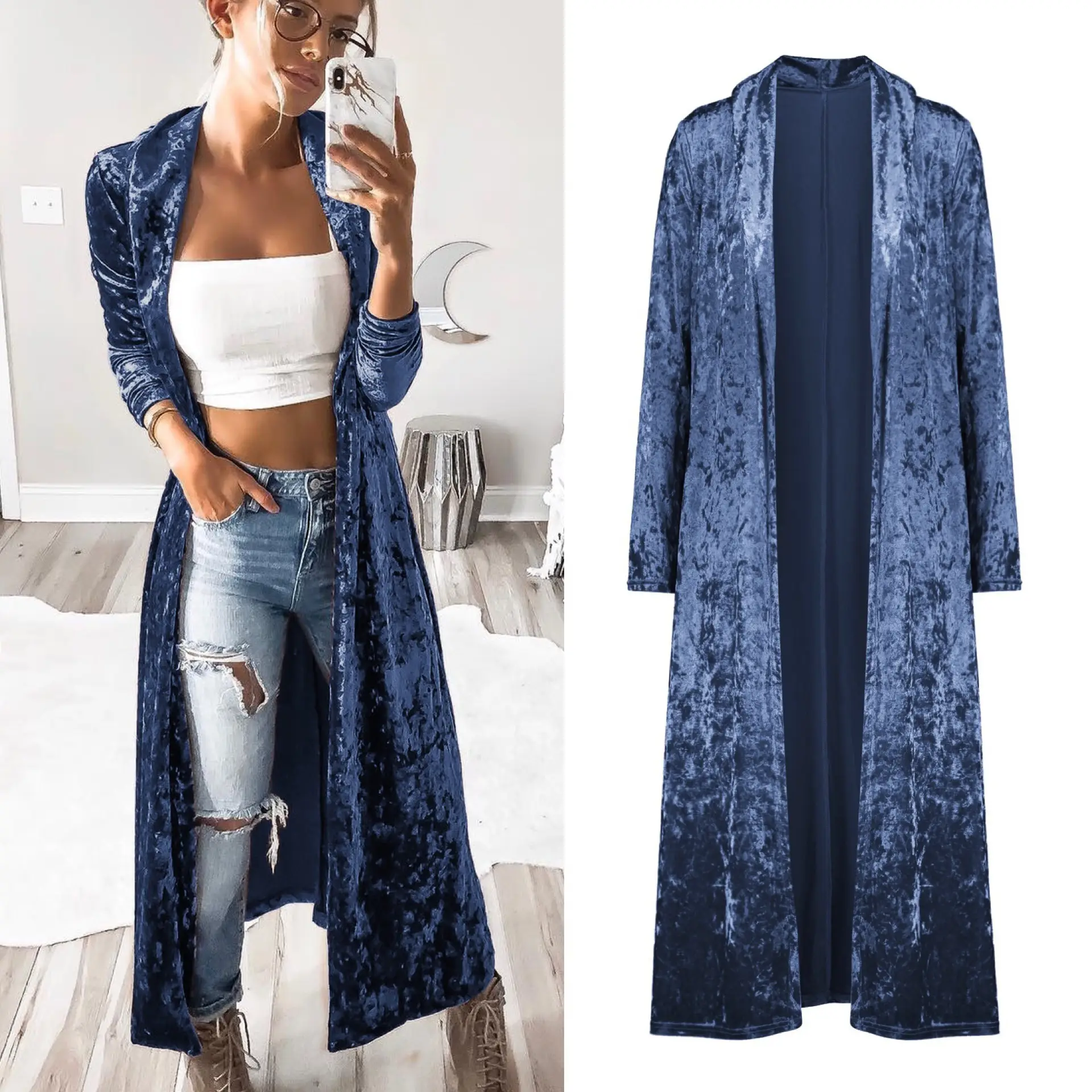 Velvet Long Sleeve Trench Coat Maroon