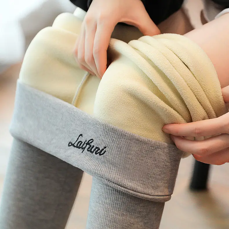 Women's Fleece Leggings Grey Plus Size Warm Winter - Image 6