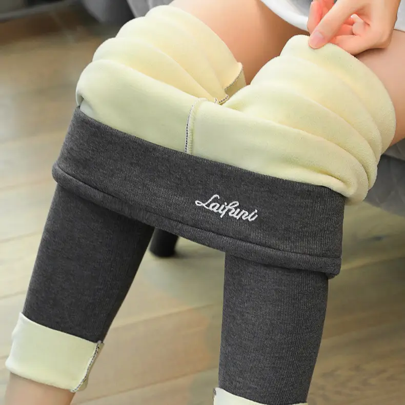Women's Fleece Leggings Grey Plus Size Warm Winter - Image 5
