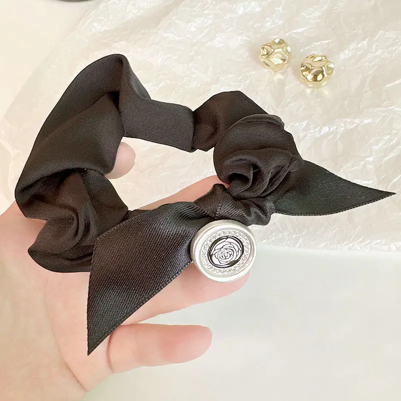 Black Elastic Hair Ring with Crystal Decor for Women - Image 10