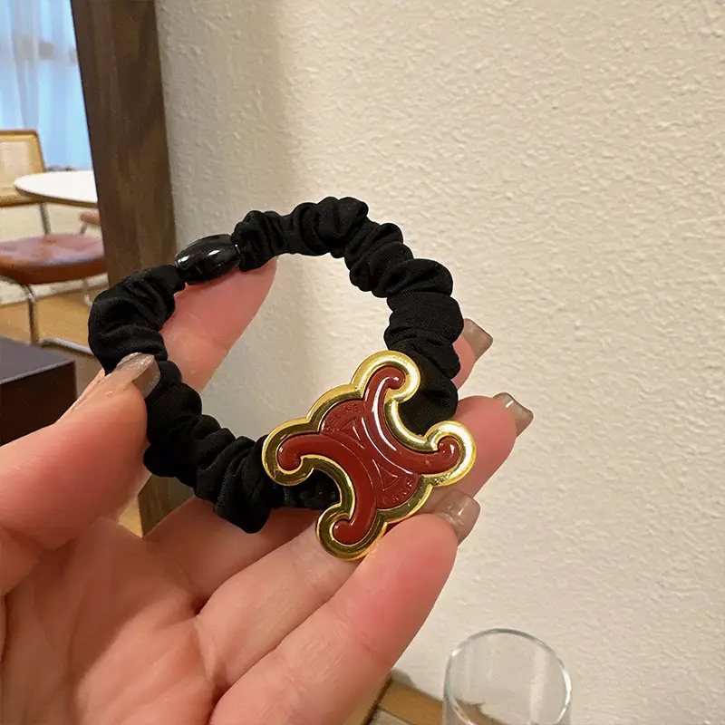 Black Elastic Hair Ring with Crystal Decor for Women - Image 11