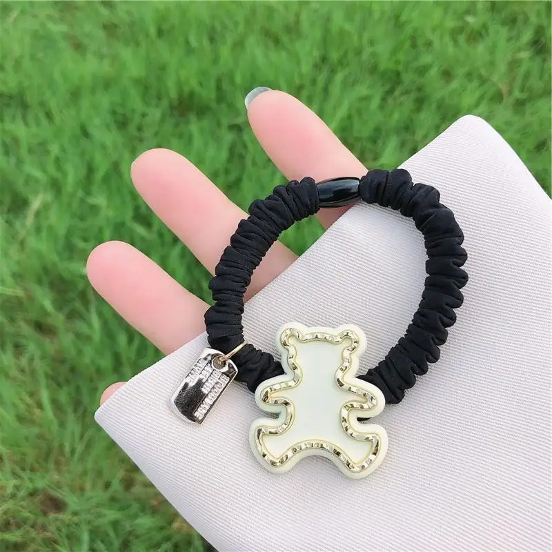 Black Elastic Hair Ring with Crystal Decor for Women - Image 5