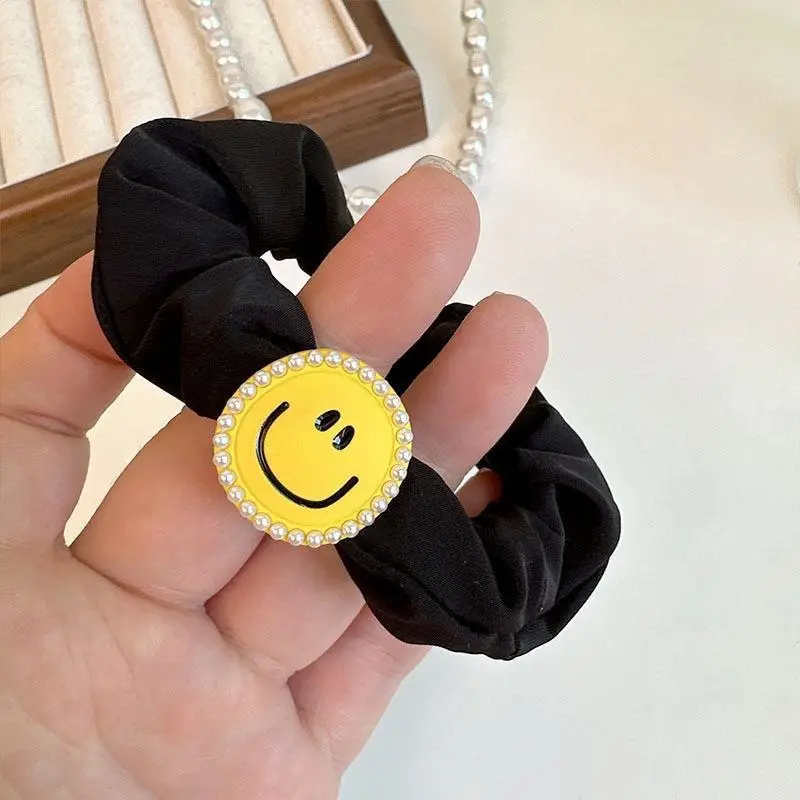 Black Elastic Hair Ring with Crystal Decor for Women - Image 6