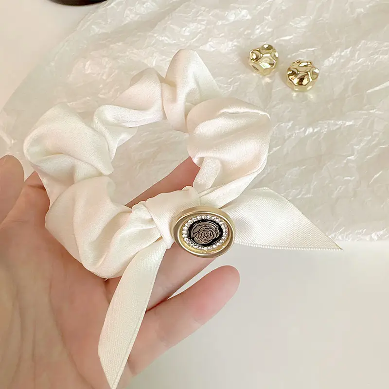 Black Elastic Hair Ring with Crystal Decor for Women - Image 9