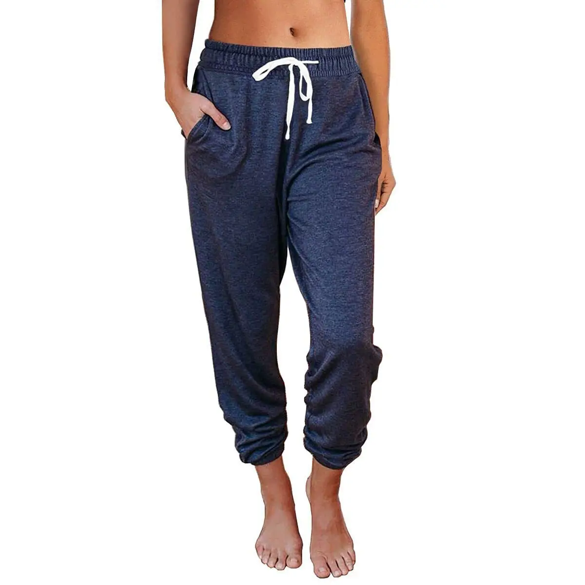 Women's Blue Drawstring Jogger Pants Casual Summer - Image 10