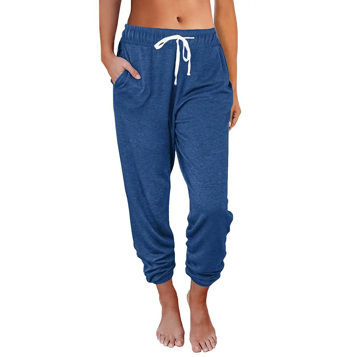 Women's Blue Drawstring Jogger Pants Casual Summer - Image 12