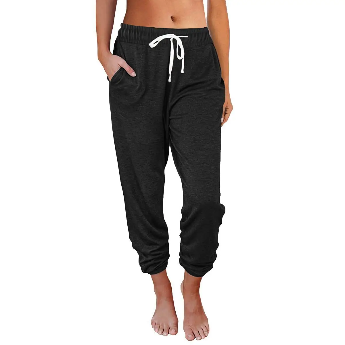 Women's Blue Drawstring Jogger Pants Casual Summer - Image 2