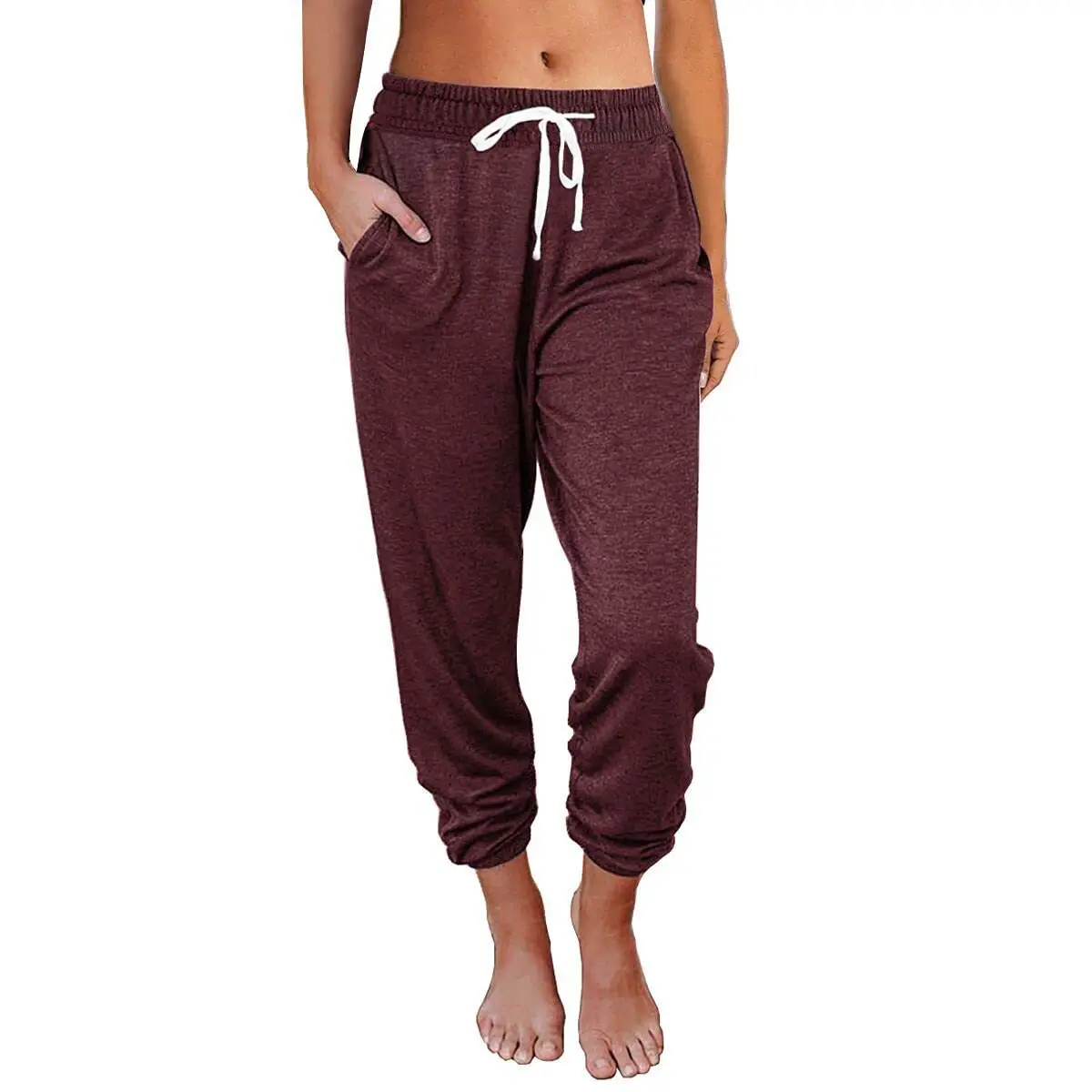 Women's Blue Drawstring Jogger Pants Casual Summer - Image 4