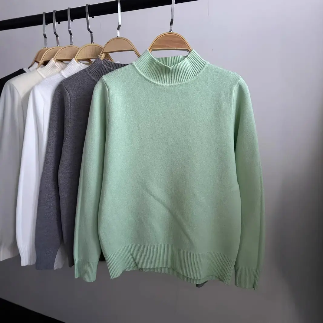 Women's Green Velvet Half-Turtleneck Sweater — feature 21