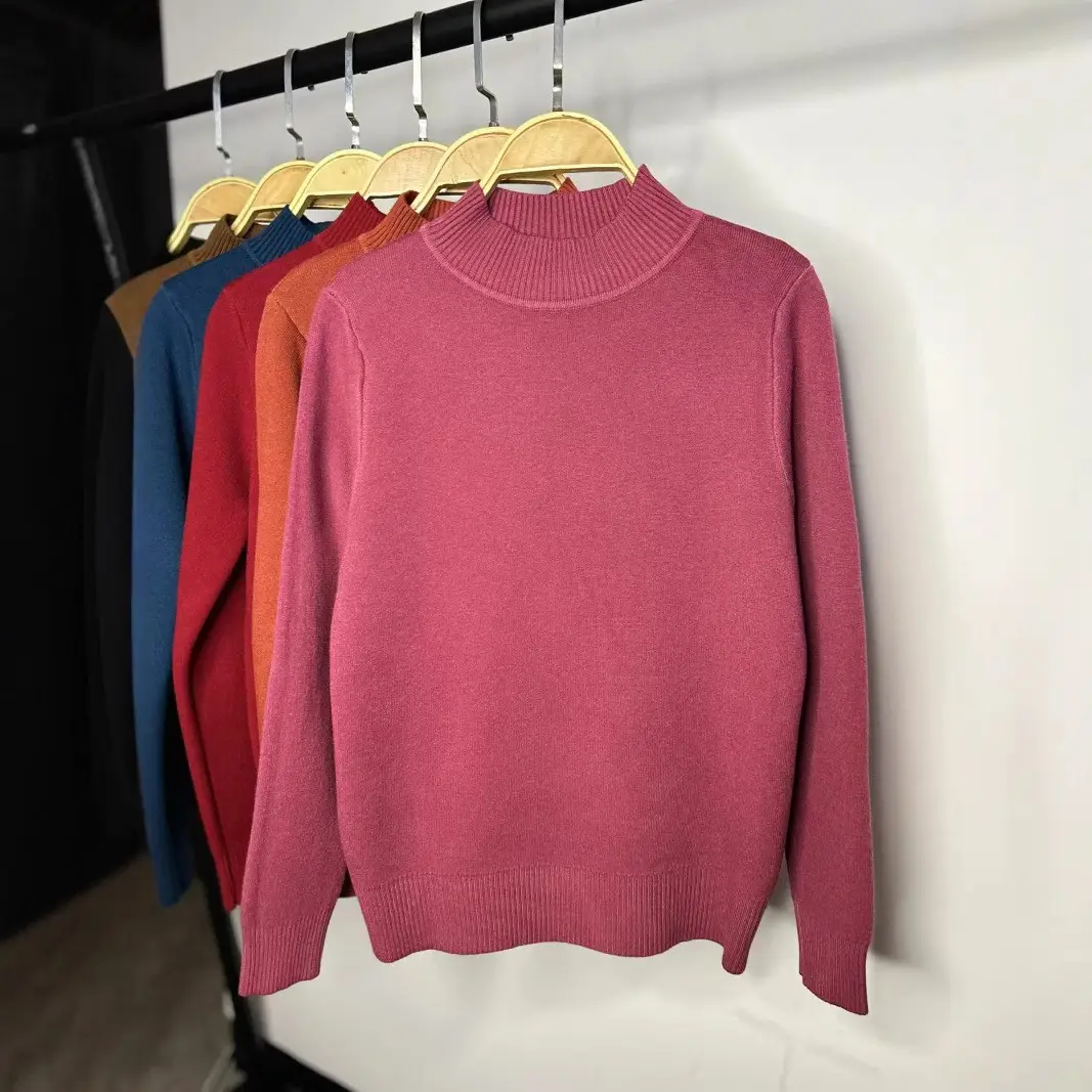 Women's Green Velvet Half-Turtleneck Sweater — feature 27