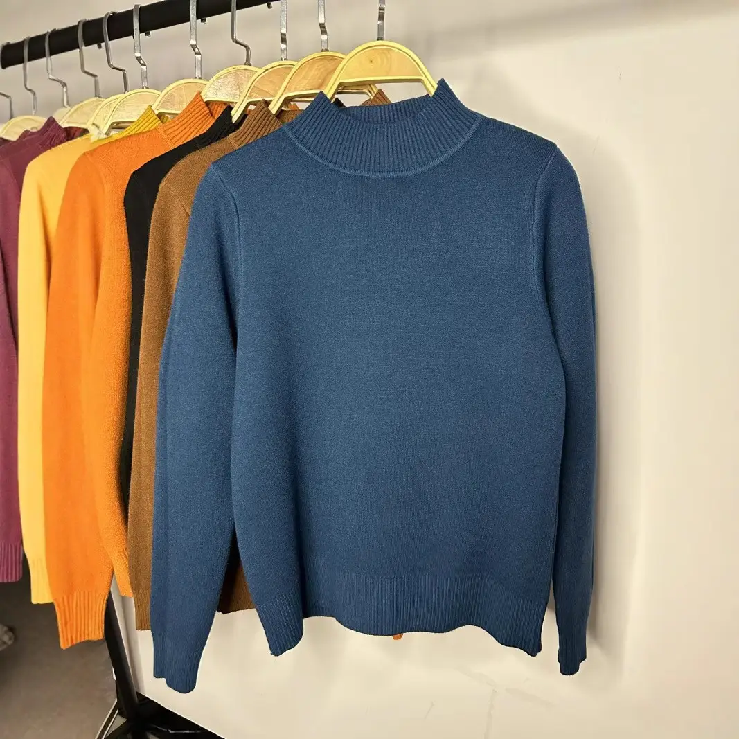 Women's Green Velvet Half-Turtleneck Sweater — feature 28