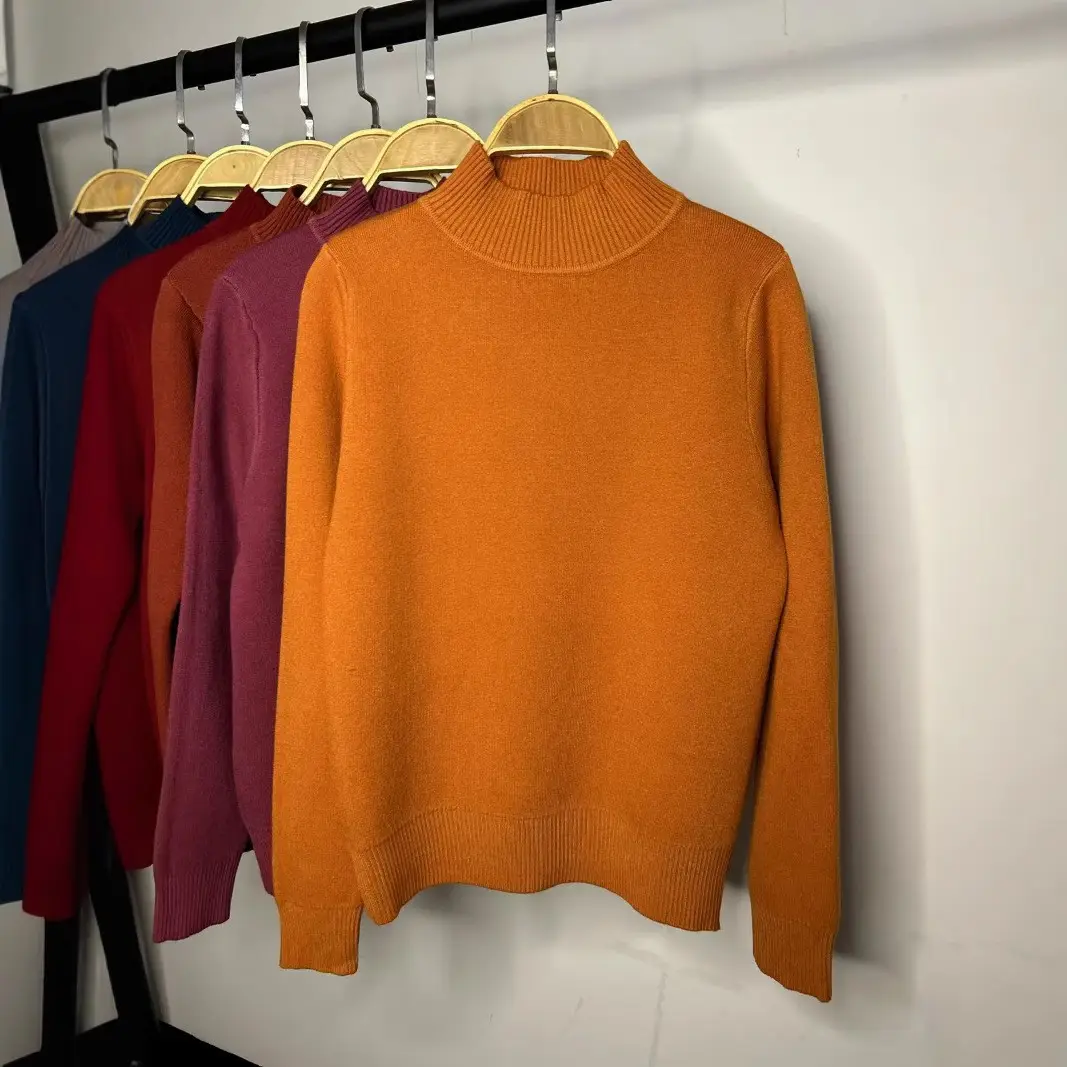 Women's Green Velvet Half-Turtleneck Sweater — feature 29