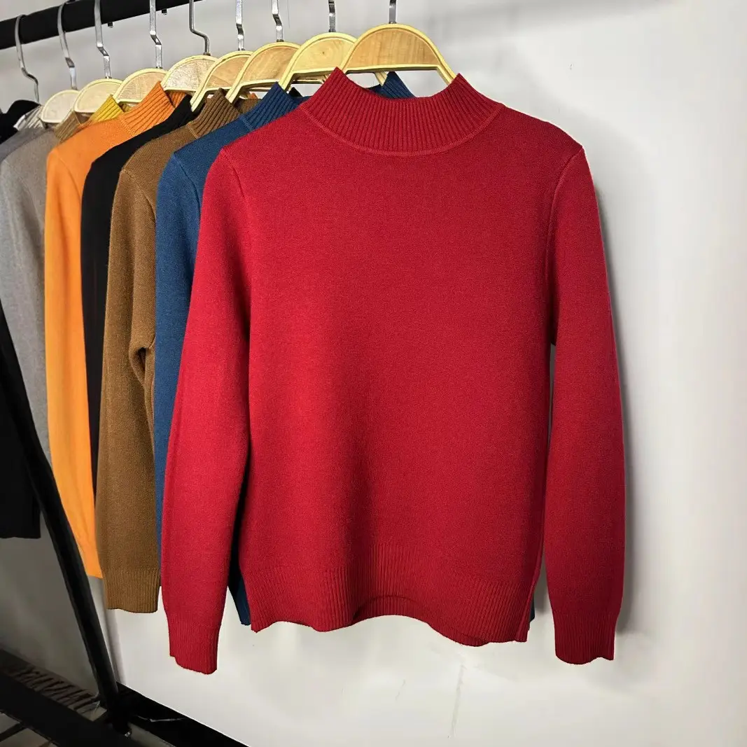 Women's Green Velvet Half-Turtleneck Sweater — feature 30