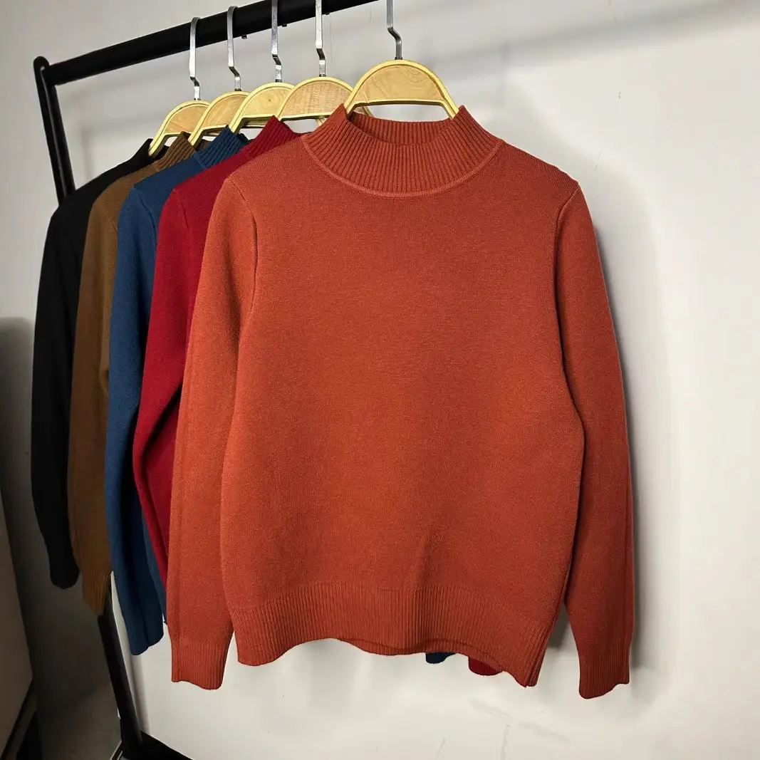 Women's Green Velvet Half-Turtleneck Sweater — feature 31
