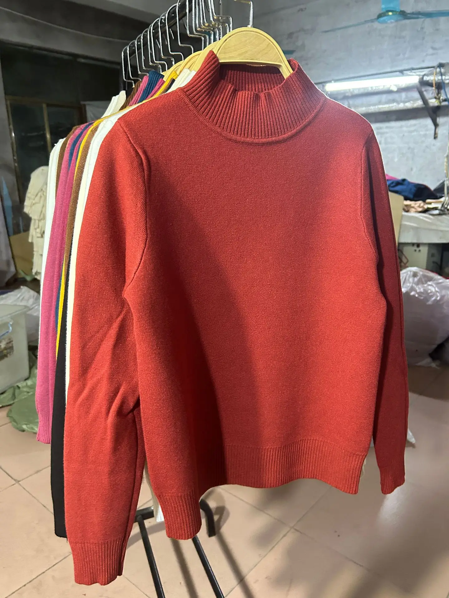 Women's Green Velvet Half-Turtleneck Sweater