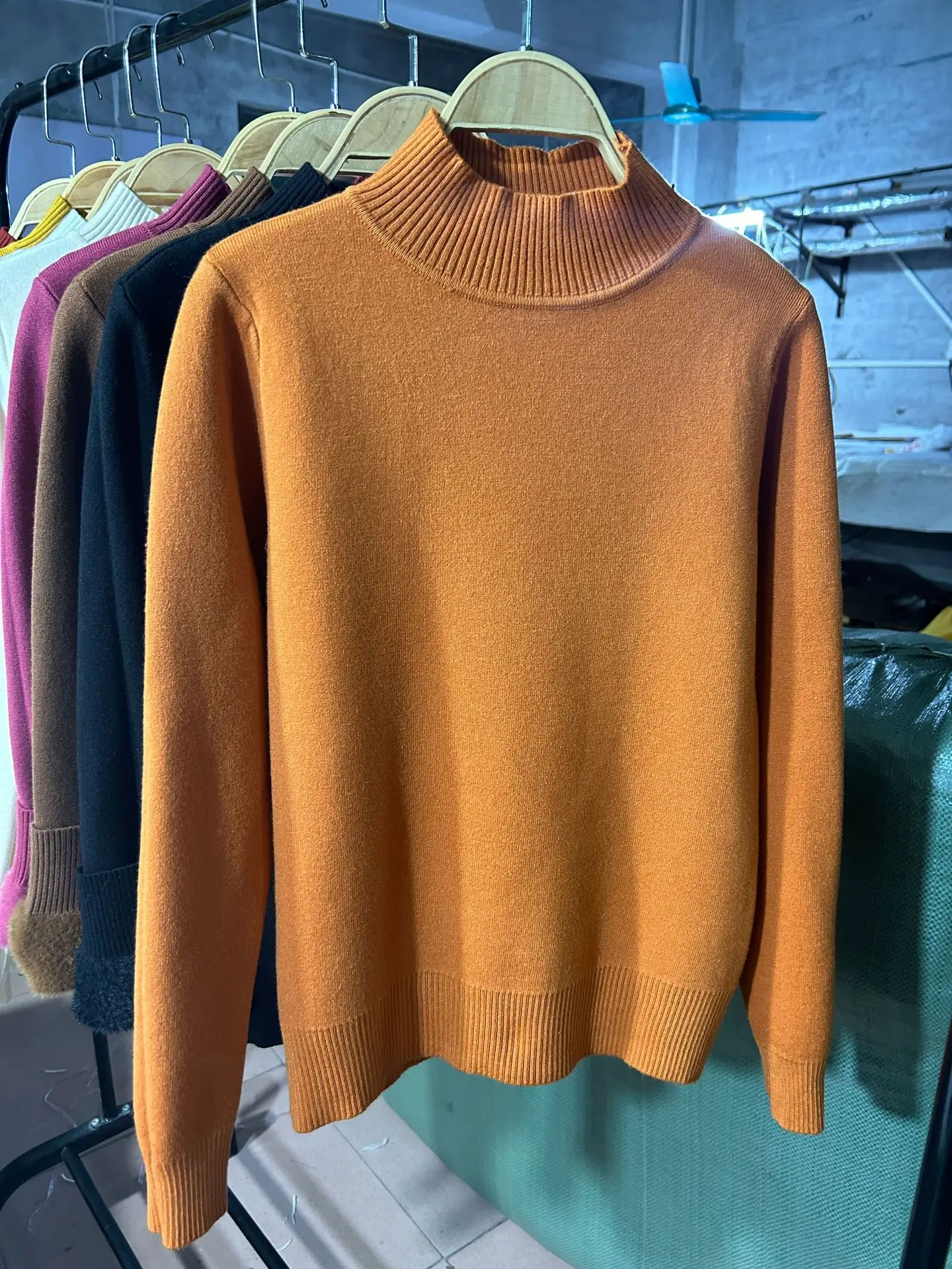 Women's Green Velvet Half-Turtleneck Sweater