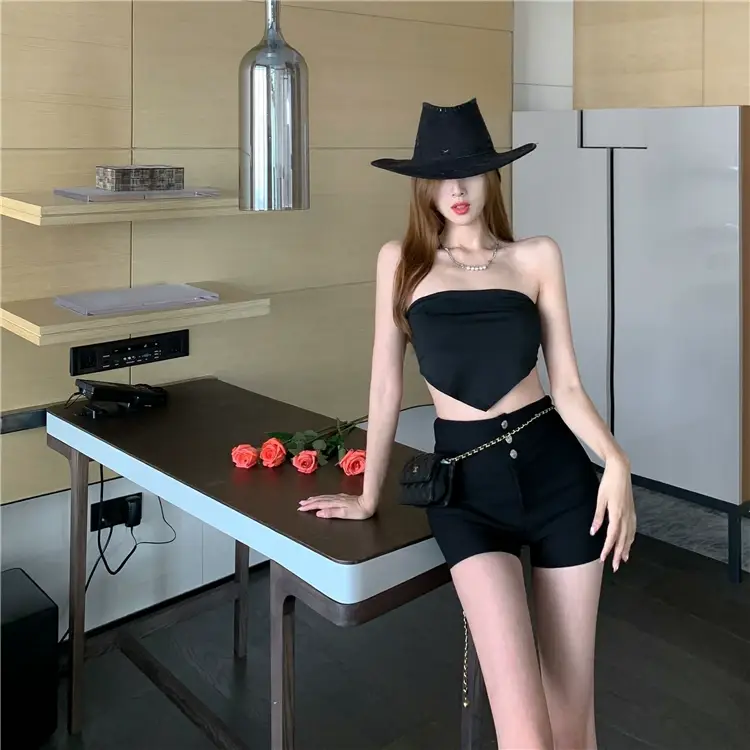 White Three Button High Waist Slim Shorts Women — feature 18
