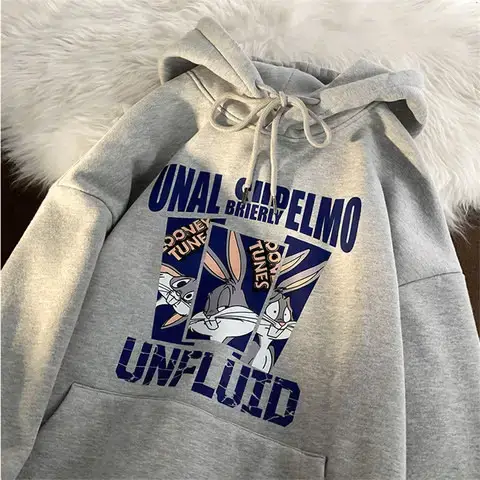 Women's White Gray Fleece Hoodie Unifod Fleece Lined - Image 4