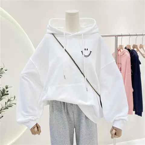 Women Fleece Lined Hooded Sweatshirt with Black Crossbody Bag - Image 7