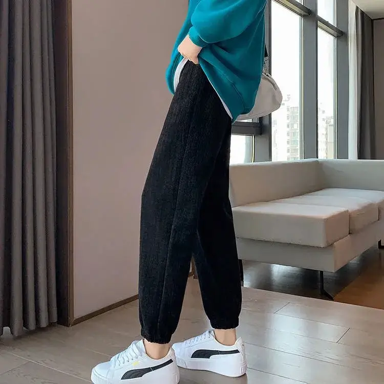 Women Fleece Lined Thick Corduroy Pants Casual Winter Leg Warmers - Image 2