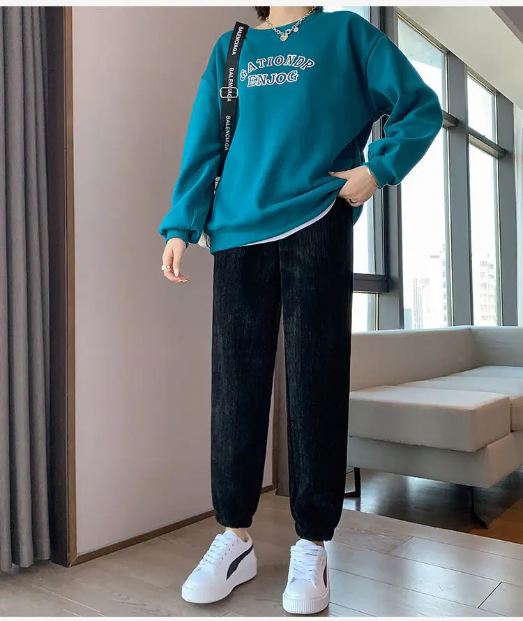 Women Fleece Lined Thick Corduroy Pants Casual Winter Leg Warmers — feature 10