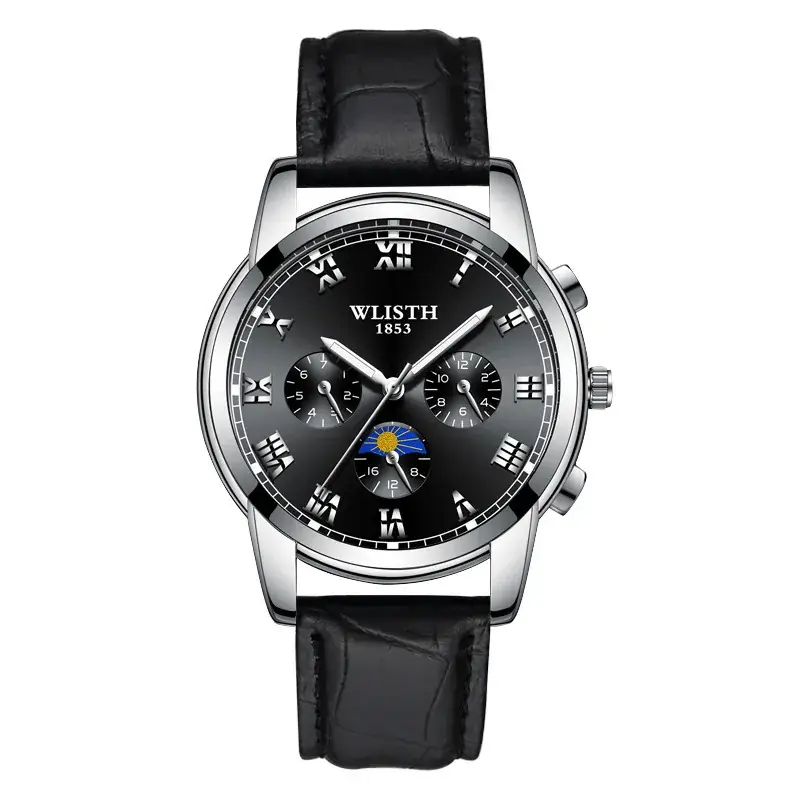 Men's Luxury Chronograph Watch with Leather Strap - Image 3