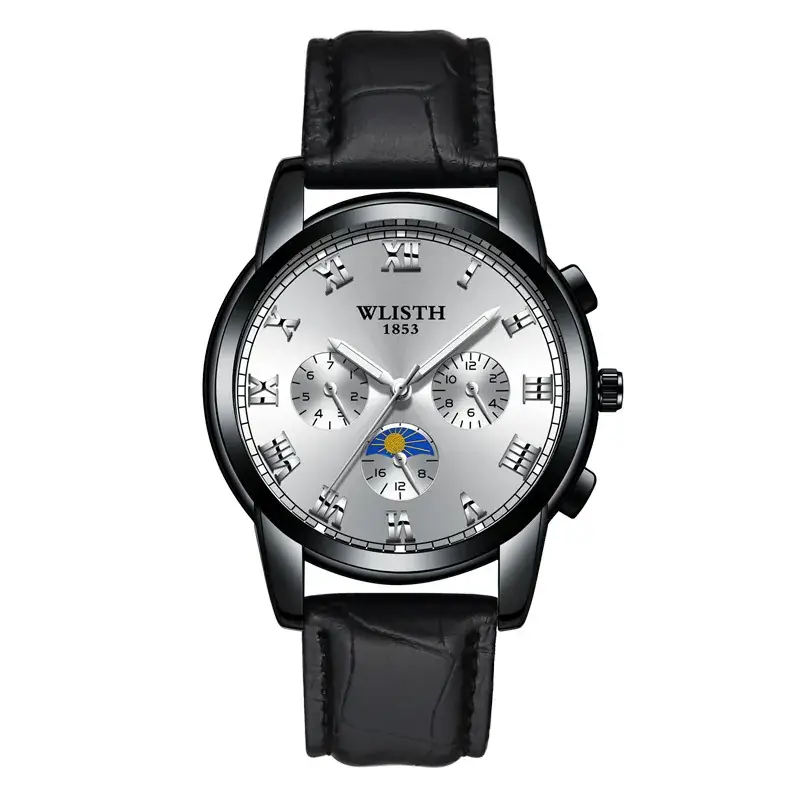 Men's Luxury Chronograph Watch with Leather Strap - Image 4