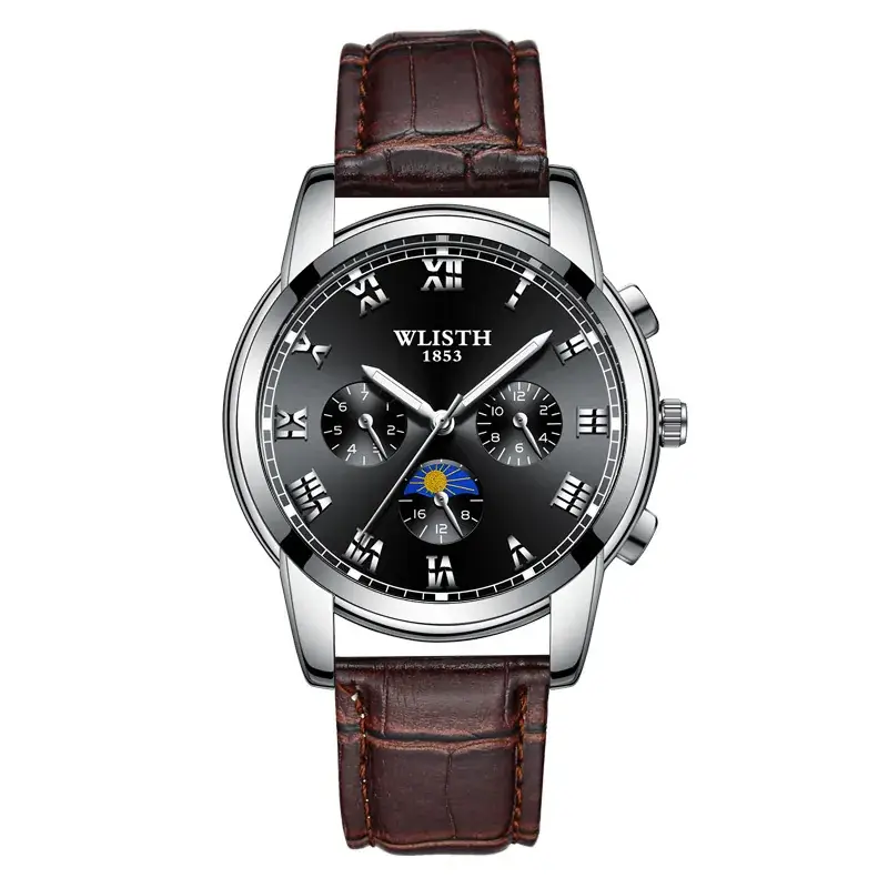 Men's Luxury Chronograph Watch with Leather Strap - Image 5