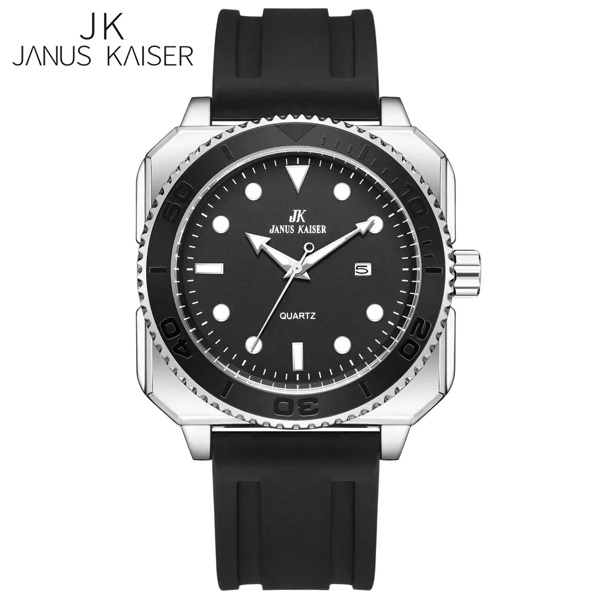 Blue Silicone Sports Men's Watch with Luminous Dial