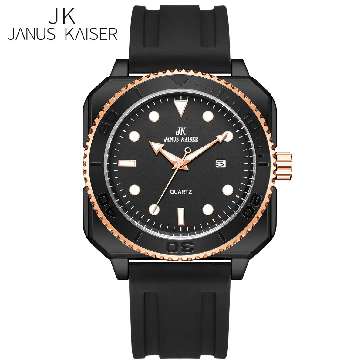 Blue Silicone Sports Men's Watch with Luminous Dial