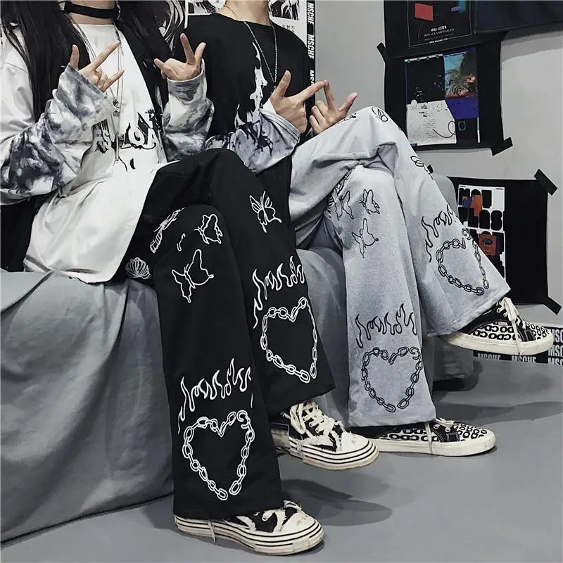 Summer 2021 Butterfly Printed Wide Leg Trousers for Men Women - Image 2