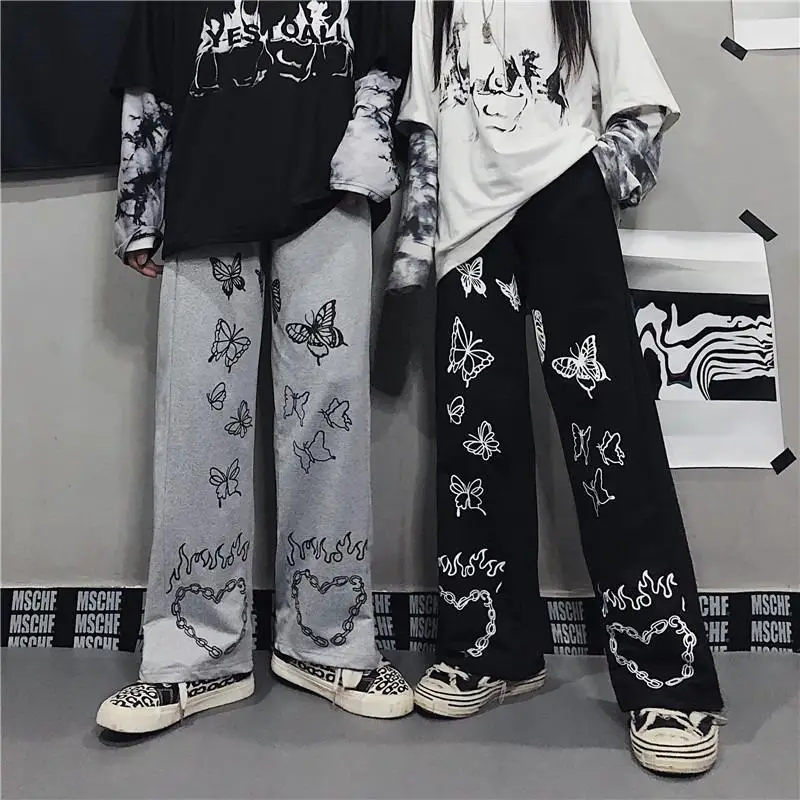 Summer 2021 Butterfly Printed Wide Leg Trousers for Men Women - Image 3