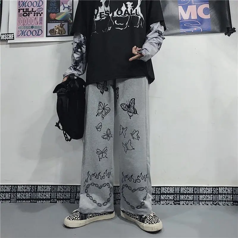 Summer 2021 Butterfly Printed Wide Leg Trousers for Men Women - Image 4