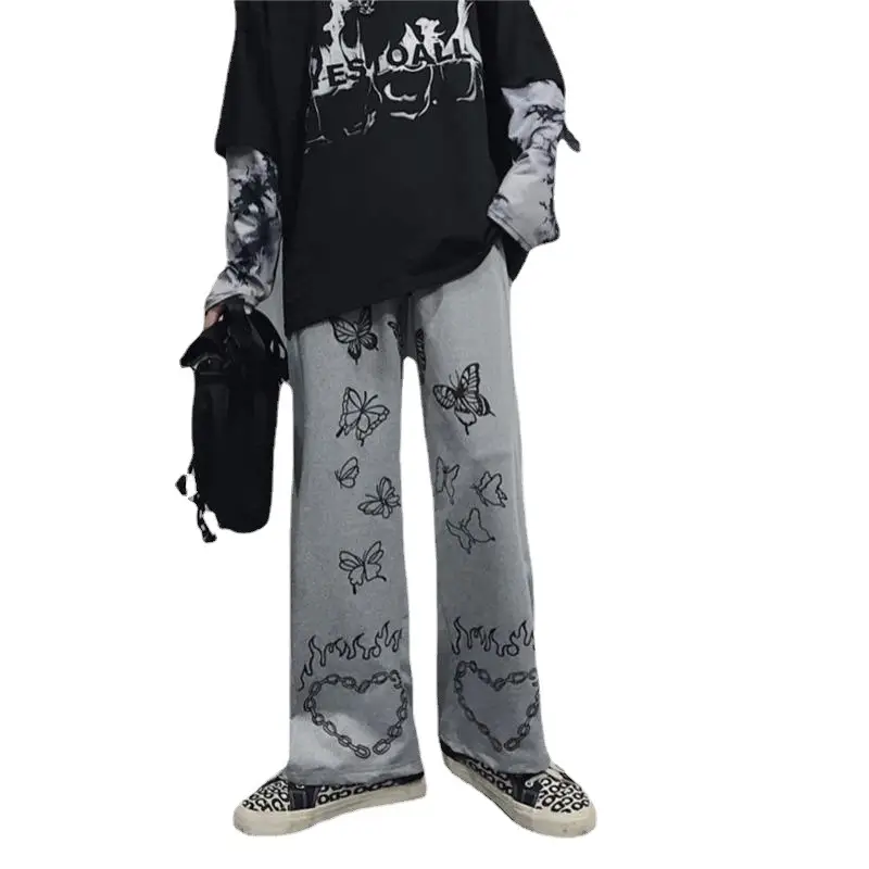 Summer 2021 Butterfly Printed Wide Leg Trousers for Men Women - Image 6