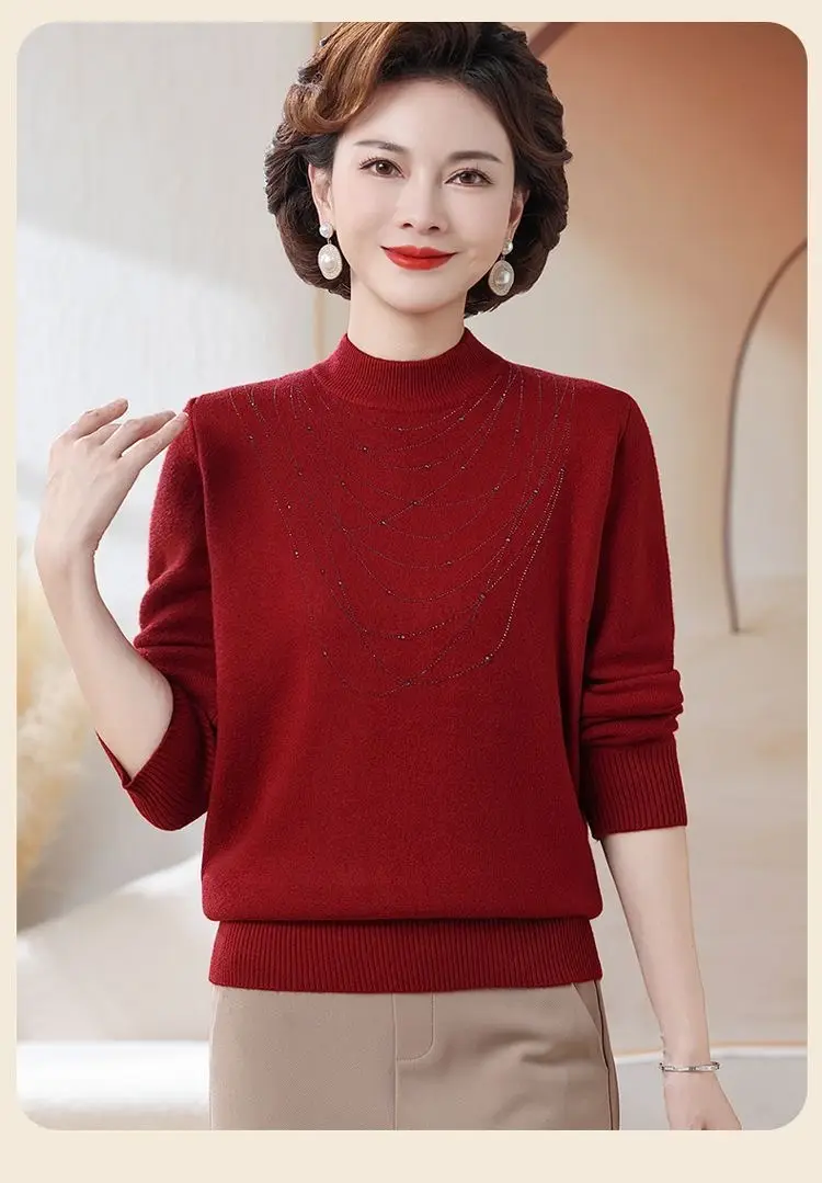 Women Velvet Mink Sweater Red Medium — feature 11