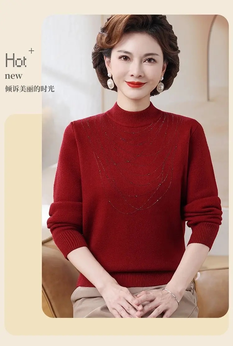 Women Velvet Mink Sweater Red Medium — feature 12