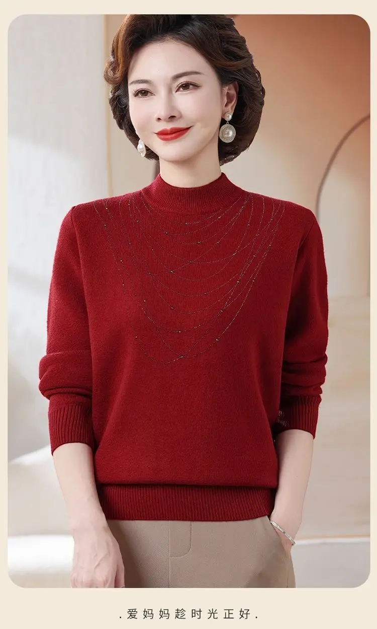 Women Velvet Mink Sweater Red Medium — feature 13