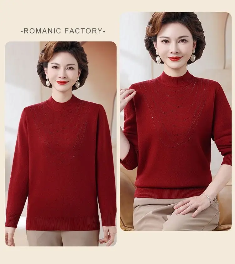 Women Velvet Mink Sweater Red Medium — feature 14