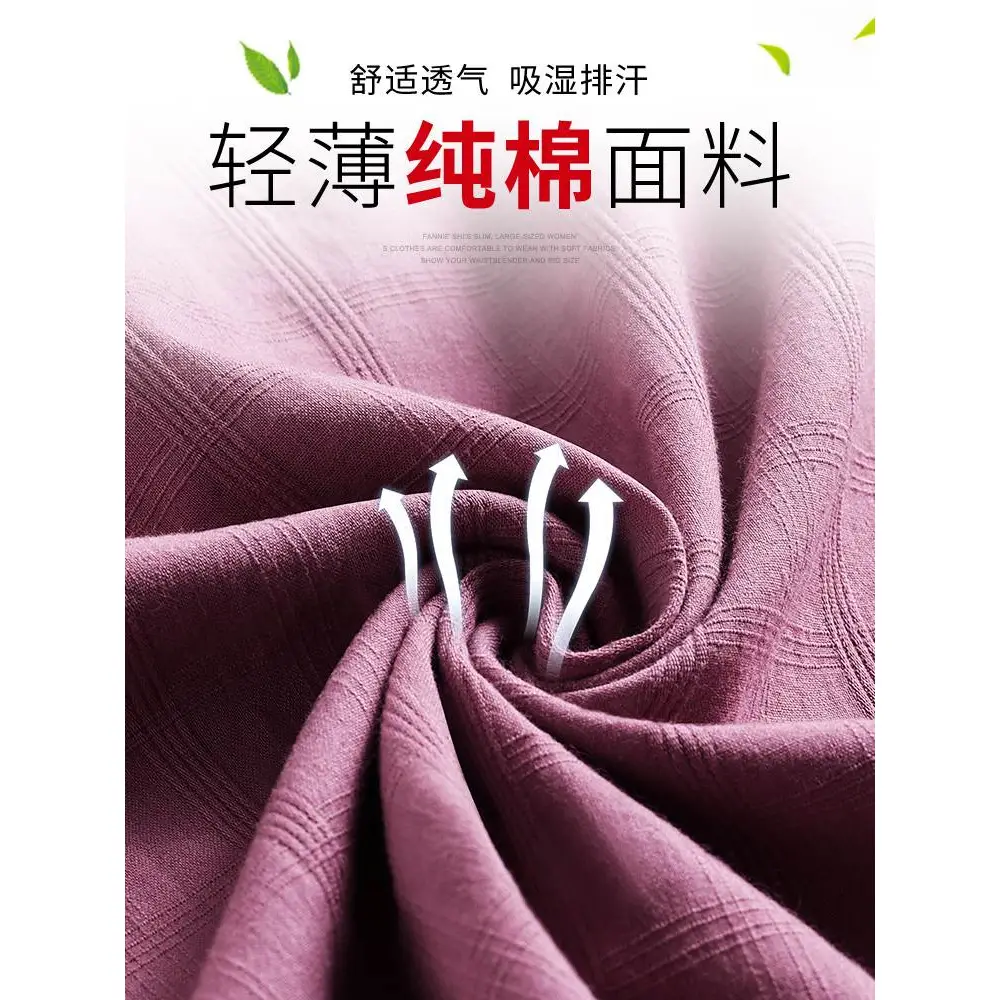 Plus Size Women's Long Sleeve Pure Cotton Shirt Purple - Image 3