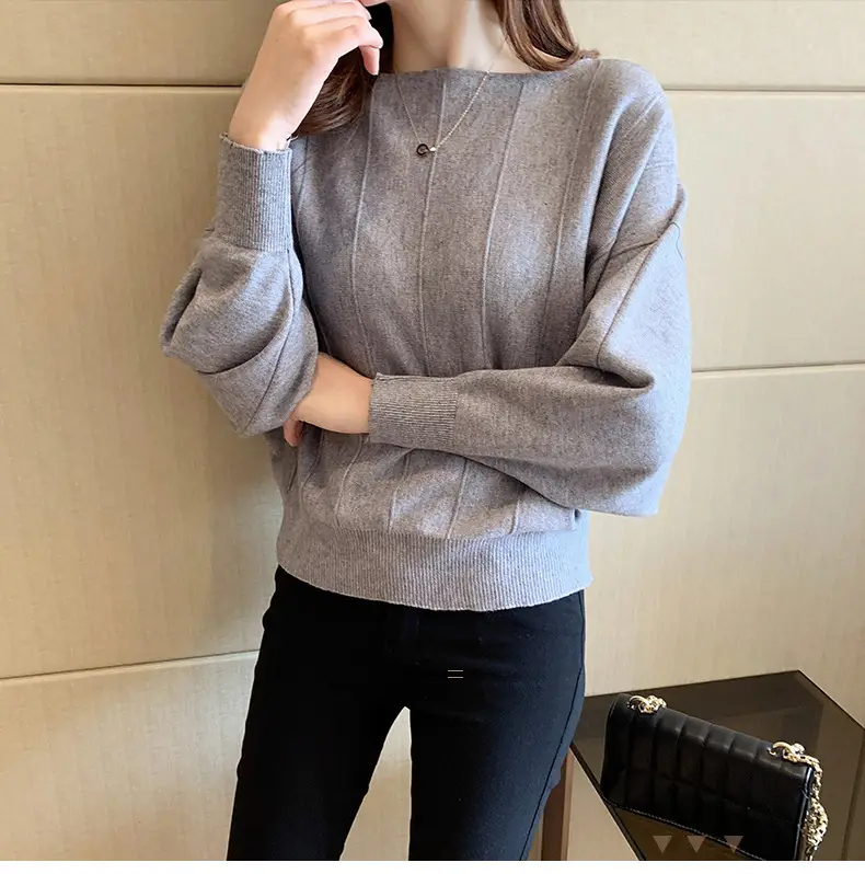 Women's Off-Neck Knitted Sweater with Crossbody Bag — feature 12