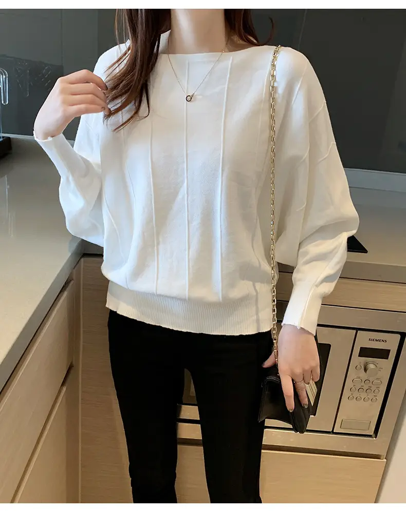Women's Off-Neck Knitted Sweater with Crossbody Bag — feature 16