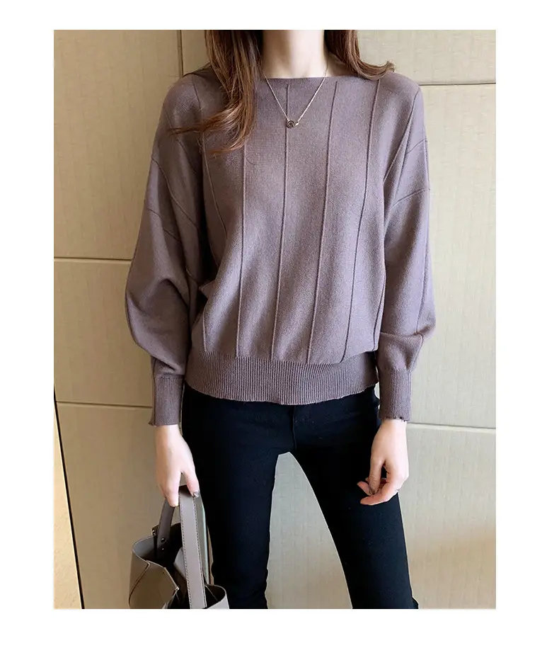 Women's Off-Neck Knitted Sweater with Crossbody Bag — feature 4