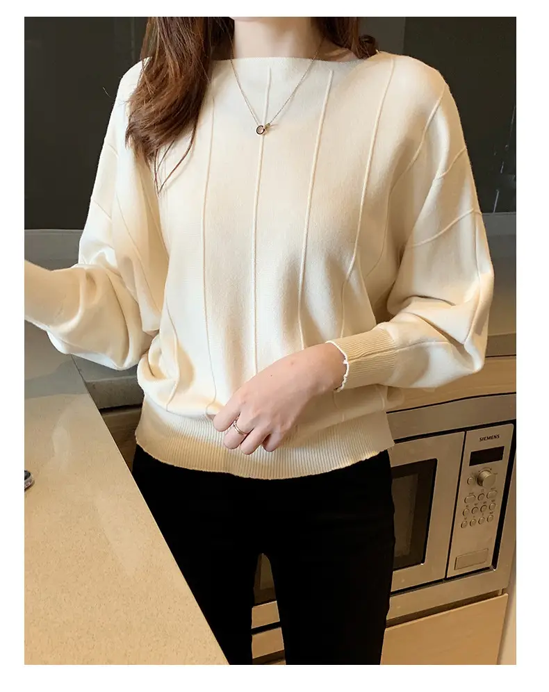 Women's Off-Neck Knitted Sweater with Crossbody Bag — feature 8