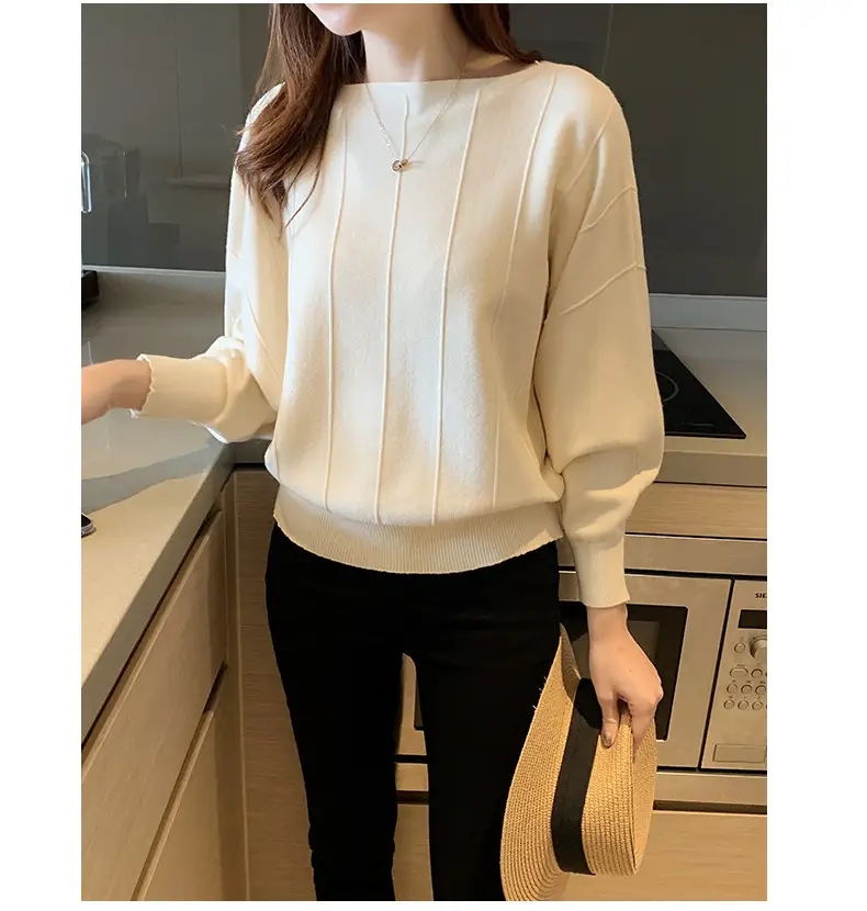 Women's Off-Neck Knitted Sweater with Crossbody Bag — feature 9