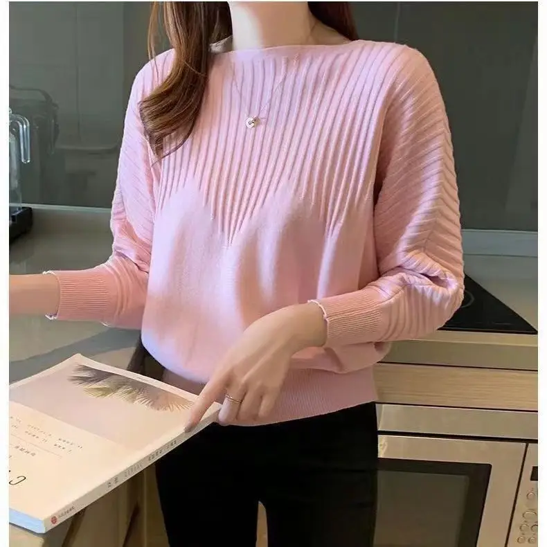 Women's Off-Neck Knitted Sweater with Crossbody Bag - Image 15