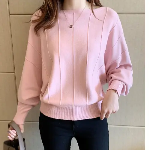 Women's Off-Neck Knitted Sweater with Crossbody Bag - Image 7