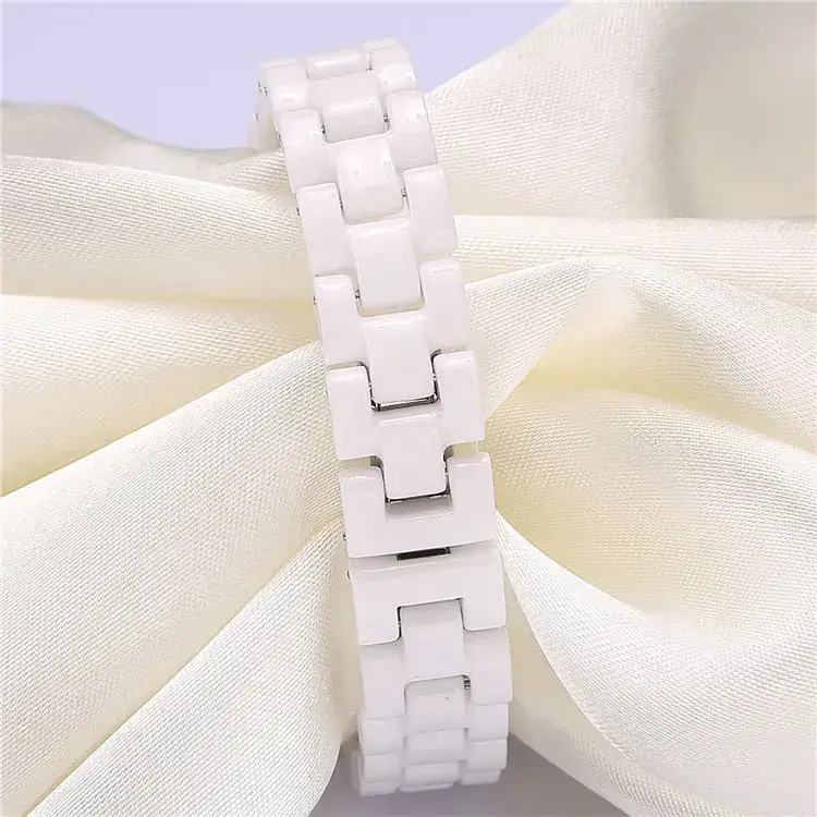Women's White Ceramic Digital Watch with Rose Gold Accents