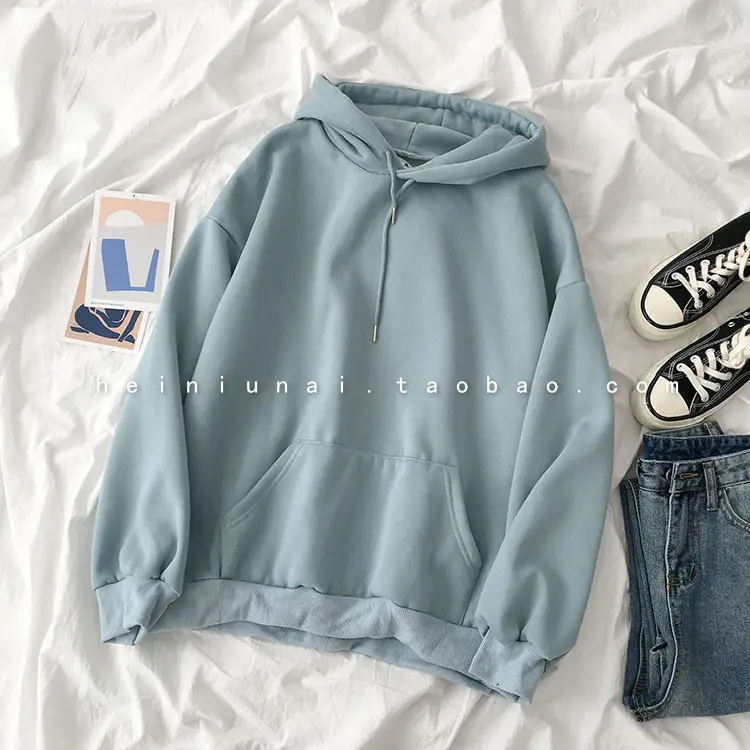 Light Blue Fleece Hooded Sweatshirt for Girls Party Wear — feature 4