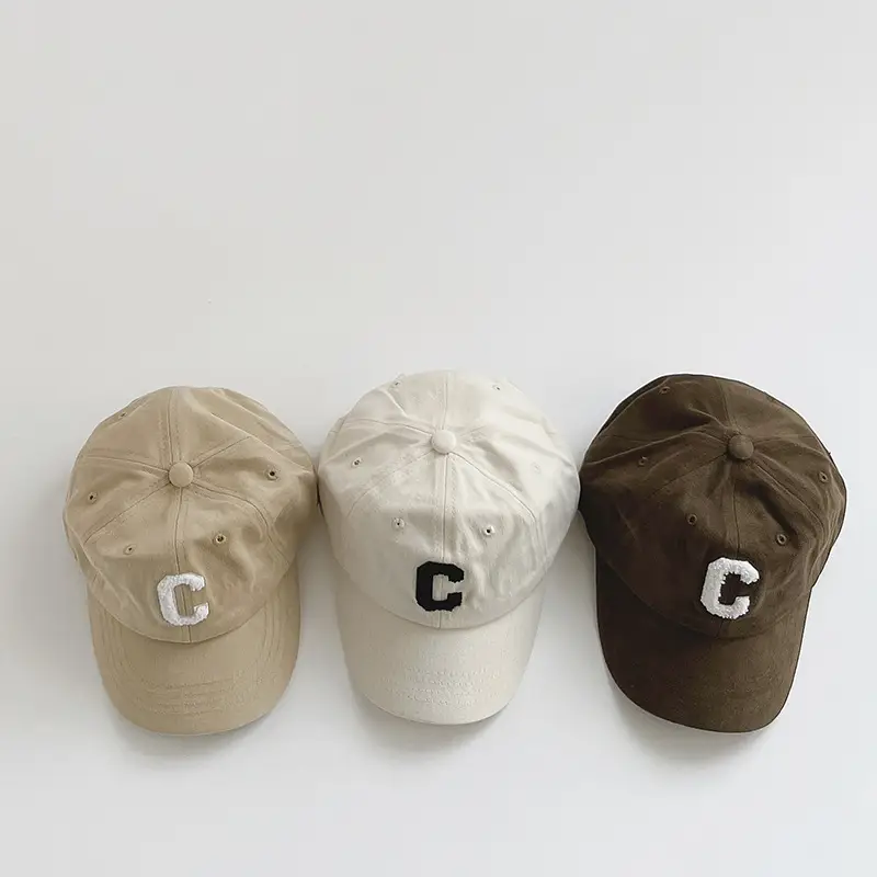Beige Korean Style Baseball Cap for Kids Girls