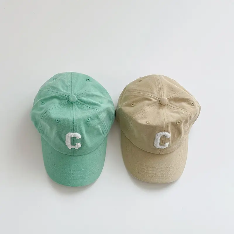 Beige Korean Style Baseball Cap for Kids Girls